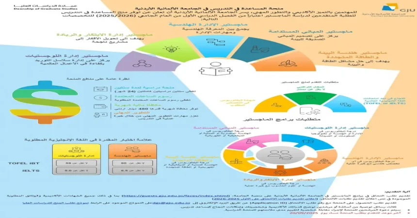 إعلان عن منح مساعدة في التدريس لطلبة الماجستير – الفصل الدراسي الأول 2025/2026