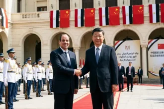 الرئيس السيسي يستقبل الرئيس الصيني شي جين بينغ خلال زيارة الرئيس الصيني لمصر