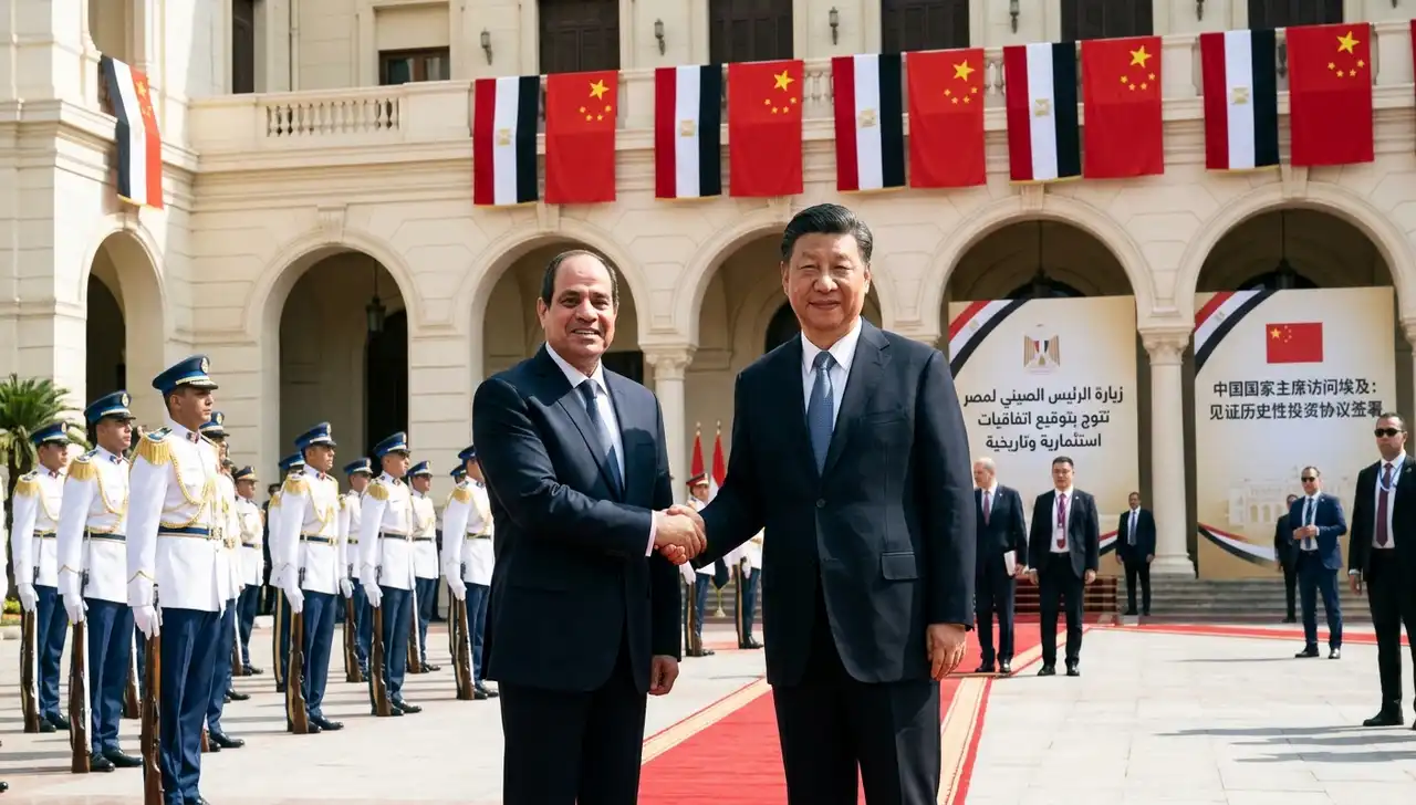 الرئيس السيسي يستقبل الرئيس الصيني شي جين بينغ خلال زيارة الرئيس الصيني لمصر