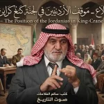 سالم الفلاحات يتحدث خلف خلفية تاريخية تعبر عن موقف الأردنيين في لجنة كينغ كراين عام 1919.