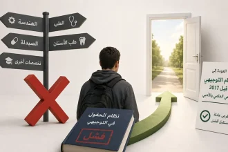 طالب يرى لوحة "اختلالات نظام الحقول" ويختار العودة لنظام التوجيهي القديم العادل.
