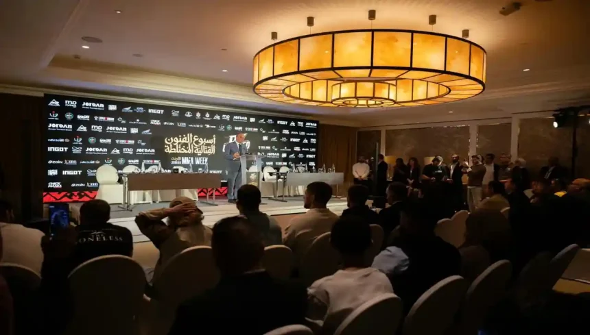 سياحة رياضية الأردن خلال مؤتمر صحفي لإطلاق DF UNCAGED وأسبوع الفنون القتالية المختلطة في عمان الأردن
