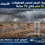 هطولات الأمطار في الجفر تسجل 15.8 ملم متصدرة المملكة وسط حالة عدم الاستقرار الجوي.